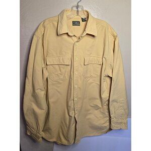 LL Bean Butter Yellow Brushed Cotton Flannel Size Large Casual Outdoors
